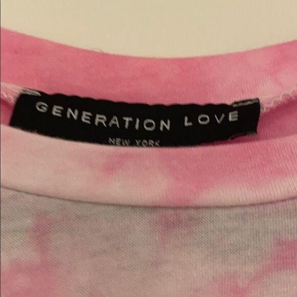 Generation Love Pink & White Tie Dye Puff Sleeve T-Shirt Size XS - Picture 4 of 6